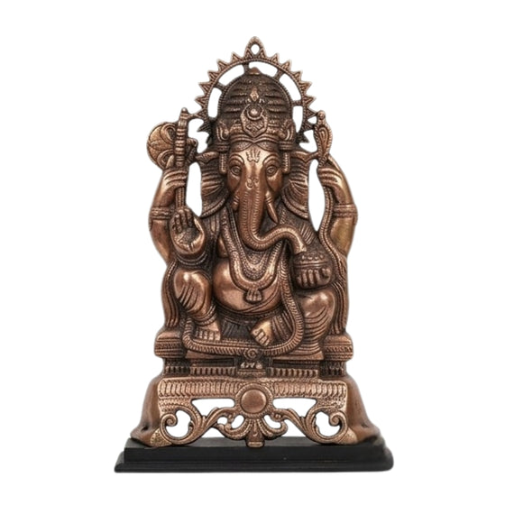 Handcrafted Gunmetal Lord Ganesha Idol with Premium Copper Finish G-74-A
