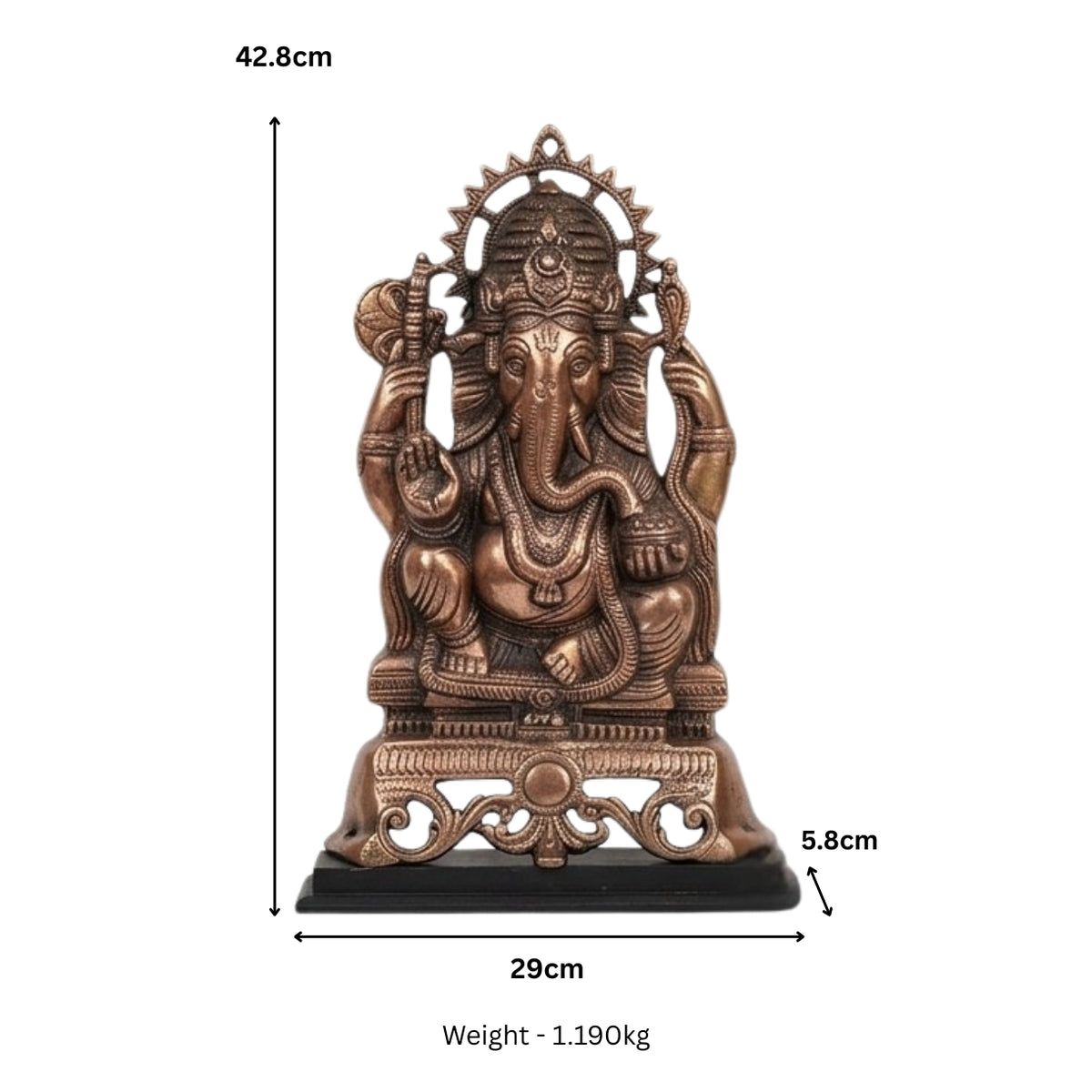 Handcrafted Gunmetal Lord Ganesha Idol with Premium Copper Finish G-74-A