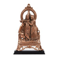 Traditional Copper Finish Gunmetal Radha Krishna with Cow Idol G-75-A