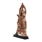 Traditional Copper Finish Gunmetal Radha Krishna with Cow Idol G-75-A
