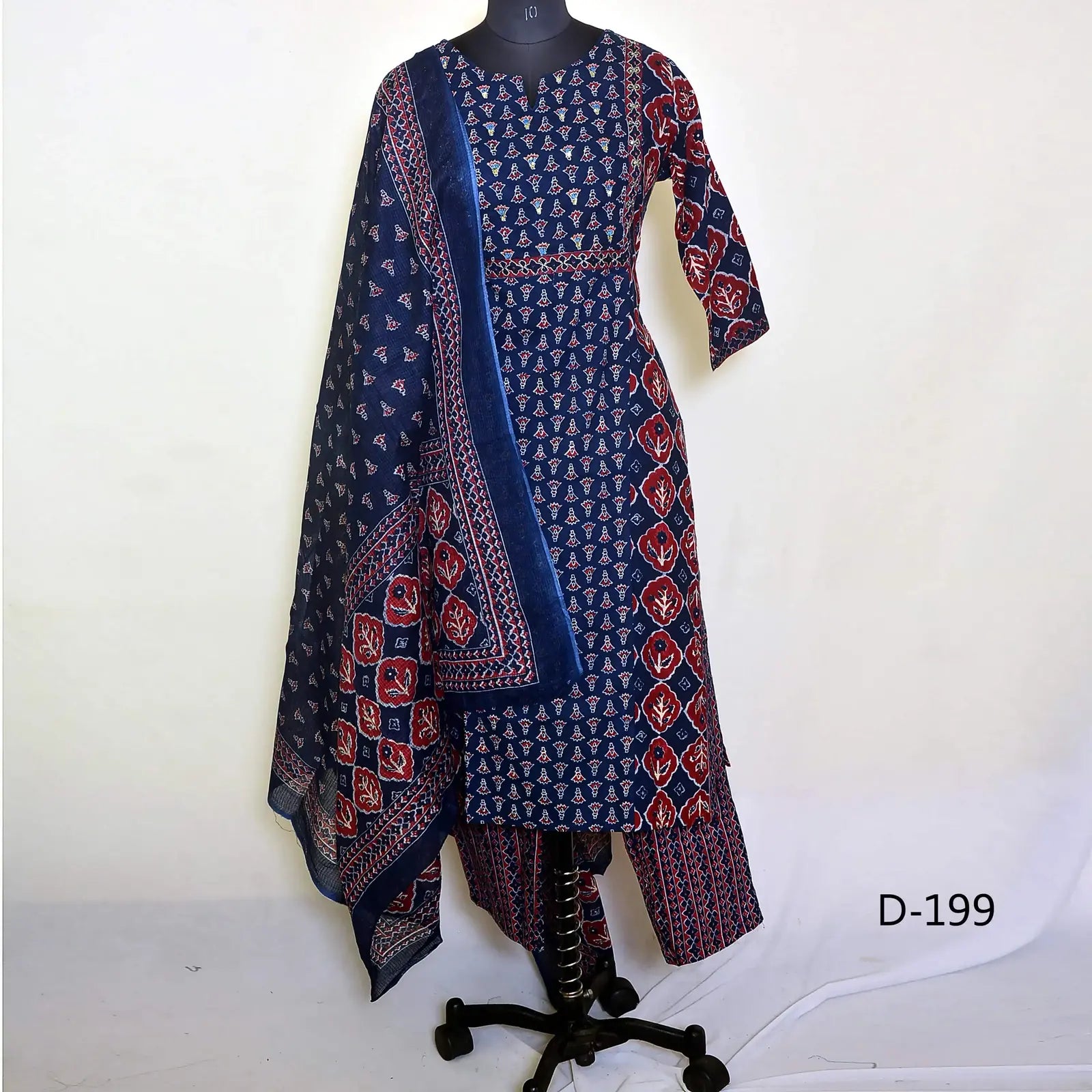 CraftEarth Designer Printed Cotton Suit Sets with Dupatta - K-D199
