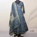 CraftEarth Women's Blue Angrakha Cotton Suit Set with Duptta - K-D193