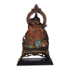 Traditional Copper Finish Gunmetal Radha Krishna with Cow Idol G-75-A