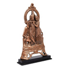 Traditional Copper Finish Gunmetal Radha Krishna with Cow Idol G-75-A