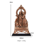 Traditional Copper Finish Gunmetal Radha Krishna with Cow Idol G-75-A