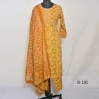 CraftEarth Women's Yellow Straight Cotton Suit Set with Dupatta K-D192
