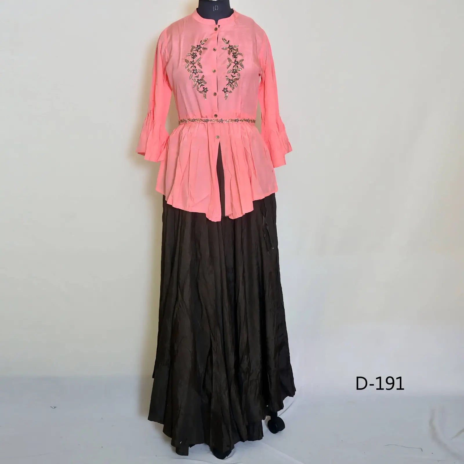 CraftEarth Women’s Peach Embroidered Two Piece Dress Set K-D191