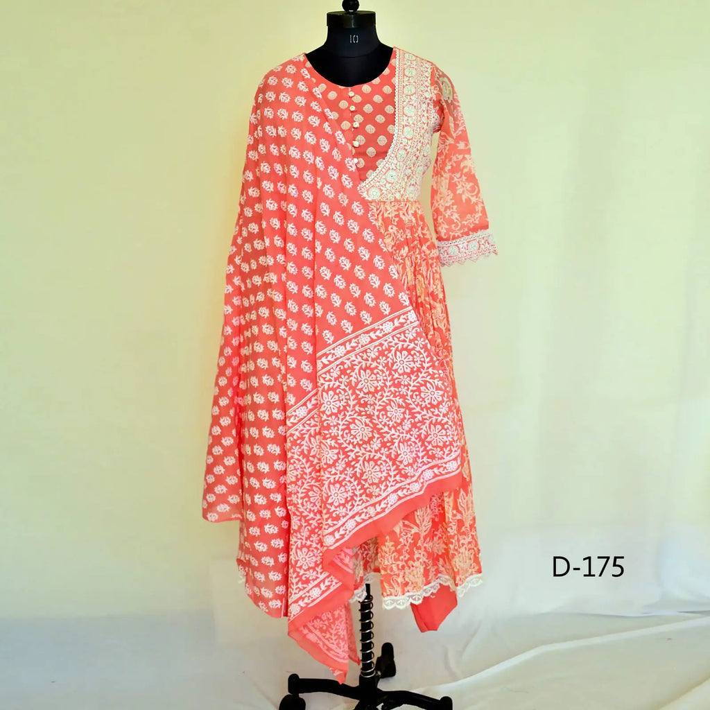 CraftEarth Ethnic Motifs Embroidered Anarkali Kurta with Pant & Dupatta K-D175