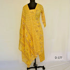 CraftEarth Yellow Floral Printed Suit Set for women K-D177