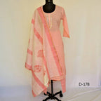 CraftEarth Ethnic Peach Cotton Suit Set with Dupatta for Women K-D178