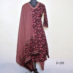 CraftEarth Women's Floral Printed Anarkali Suit Sets with Pant & Dupatta K-D195