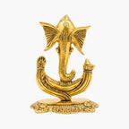 Traditional Metal Gold-Plated Vighnaharta Ganesha Statue – Aesthetic Fusion Sovereign Ganesh Figurine for Mandir & Living Room Decor W-22-B