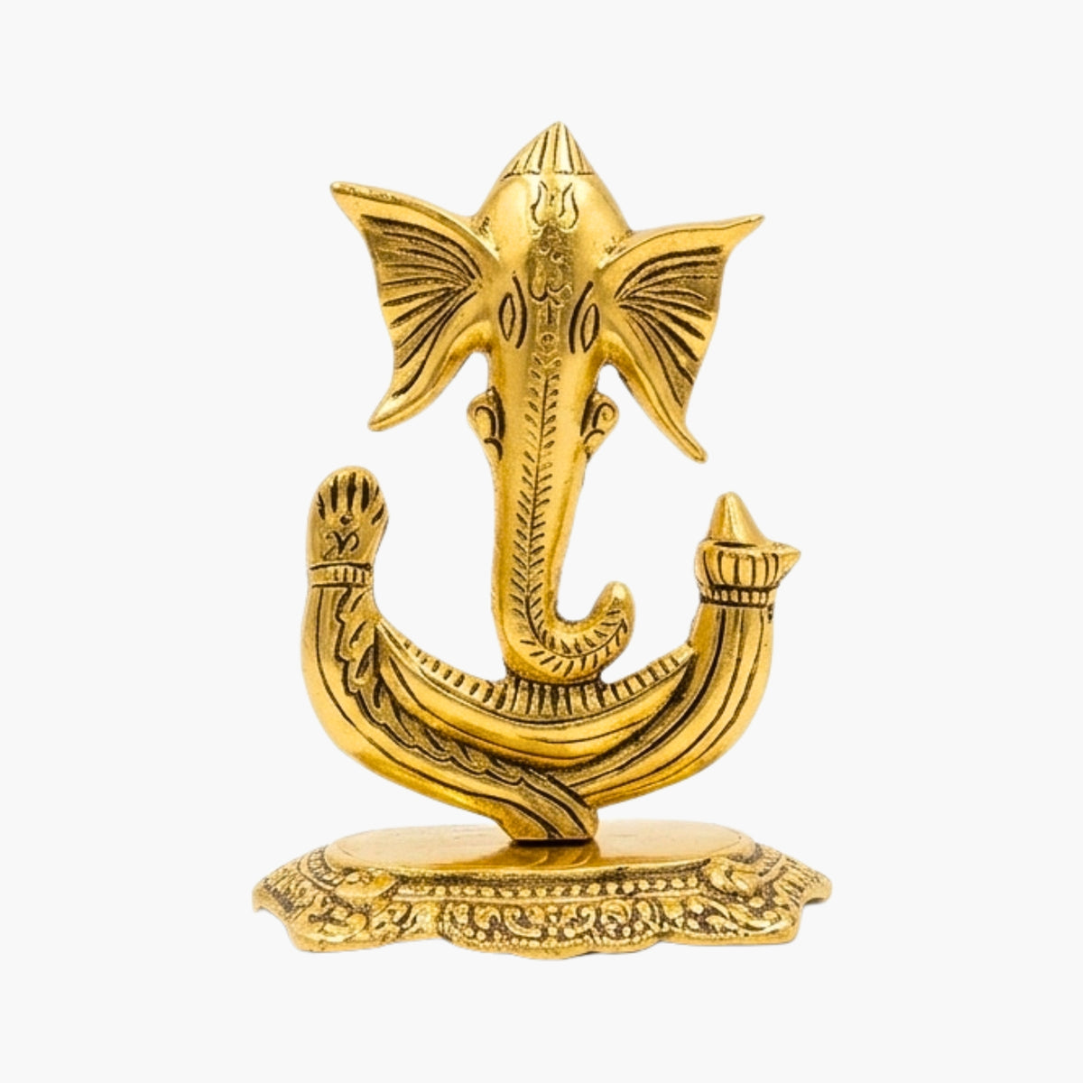 Traditional Metal Gold-Plated Vighnaharta Ganesha Statue – Aesthetic Fusion Sovereign Ganesh Figurine for Mandir & Living Room Decor W-22-B