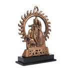 Traditional Copper Finish Gunmetal Radha Krishna Flamed Aura Idol G-49-C