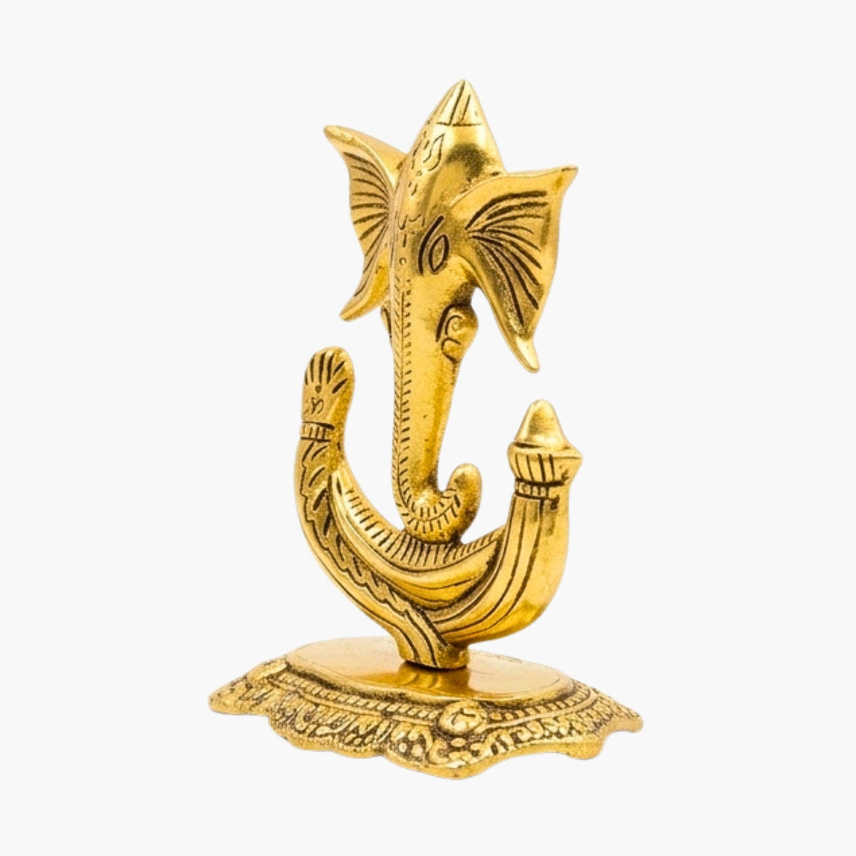 Traditional Metal Gold-Plated Vighnaharta Ganesha Statue – Aesthetic Fusion Sovereign Ganesh Figurine for Mandir & Living Room Decor W-22-B