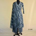 CraftEarth Women's Cotton Floral Printed Angrakha Kurta Pants with Dupatta Set K-D148
