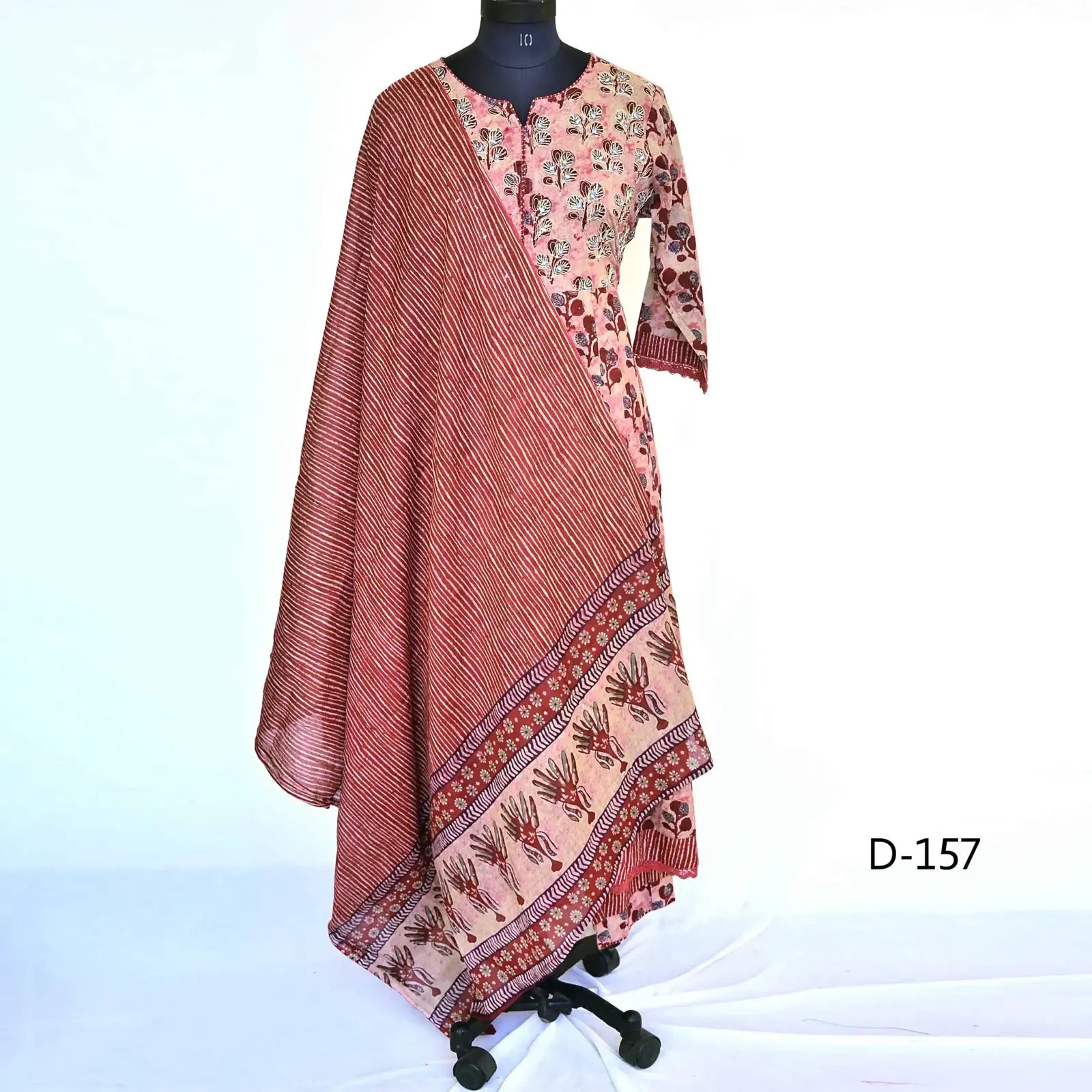CraftEarth Women's Ethnic Embroidered Anarkali Suit Set with Dupatta K-D157