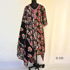 CraftEarth Women Floral Printed Black Suit Set with Dupatta K-D155