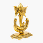 Traditional Metal Gold-Plated Vighnaharta Ganesha Statue – Aesthetic Fusion Sovereign Ganesh Figurine for Mandir & Living Room Decor W-22-B