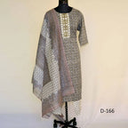 CraftEarth Women's Grey Floral Printed Cotton Suit Set with Dupatta K-D166