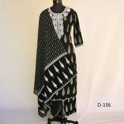 CraftEarth Women's Designer Black Suit Set with Matching Dupatta K-D164
