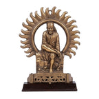 Traditional Copper Finish Gunmetal Sai Baba Flamed Aura Idol G-56-A