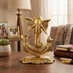 Traditional Metal Gold-Plated Vighnaharta Ganesha Statue – Aesthetic Fusion Sovereign Ganesh Figurine for Mandir & Living Room Decor W-22-B