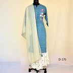 CraftEarth Women's Ethnic Blue Cotton Sharara Set with Dupatta K-D170