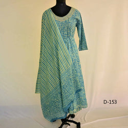 CraftEarth Blue Floral Anarkali Suit Sets for women K-D153