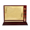 Wooden Memento Award with Golden Engraving Plate and Star Accent M-285-A