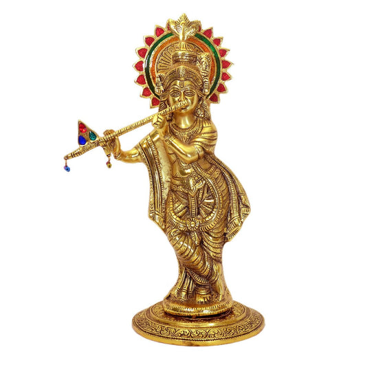 Traditional Lord Shri Krishna Playing Flute Idol W-224-A