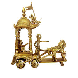 Brass Shri Krishna Arjuna Rath Idol | Gita Upadesha Chariot Statue BR-329-A