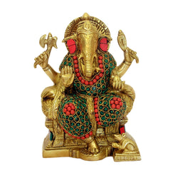 Craftearth's Brass Lord Ganesh Idol for Diwali Poojan | Ganesh Murti, Ganesh Idol for Blessings BR-321-A