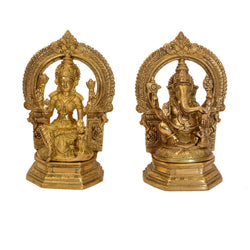 Craftearth's Pure Brass Laxmi Ganesh Idol for Diwali Poojan | Laxmi Ganesh Peetal Murti | Home Temple | Temple | Mandir | BR-325-2