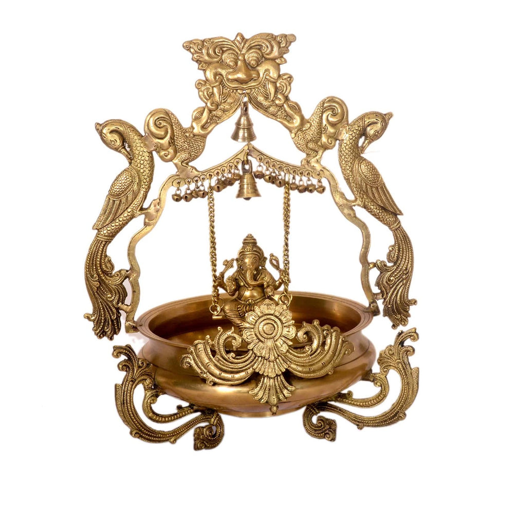 Traditional Brass Lord Ganesha Swing Urli BR-334-A