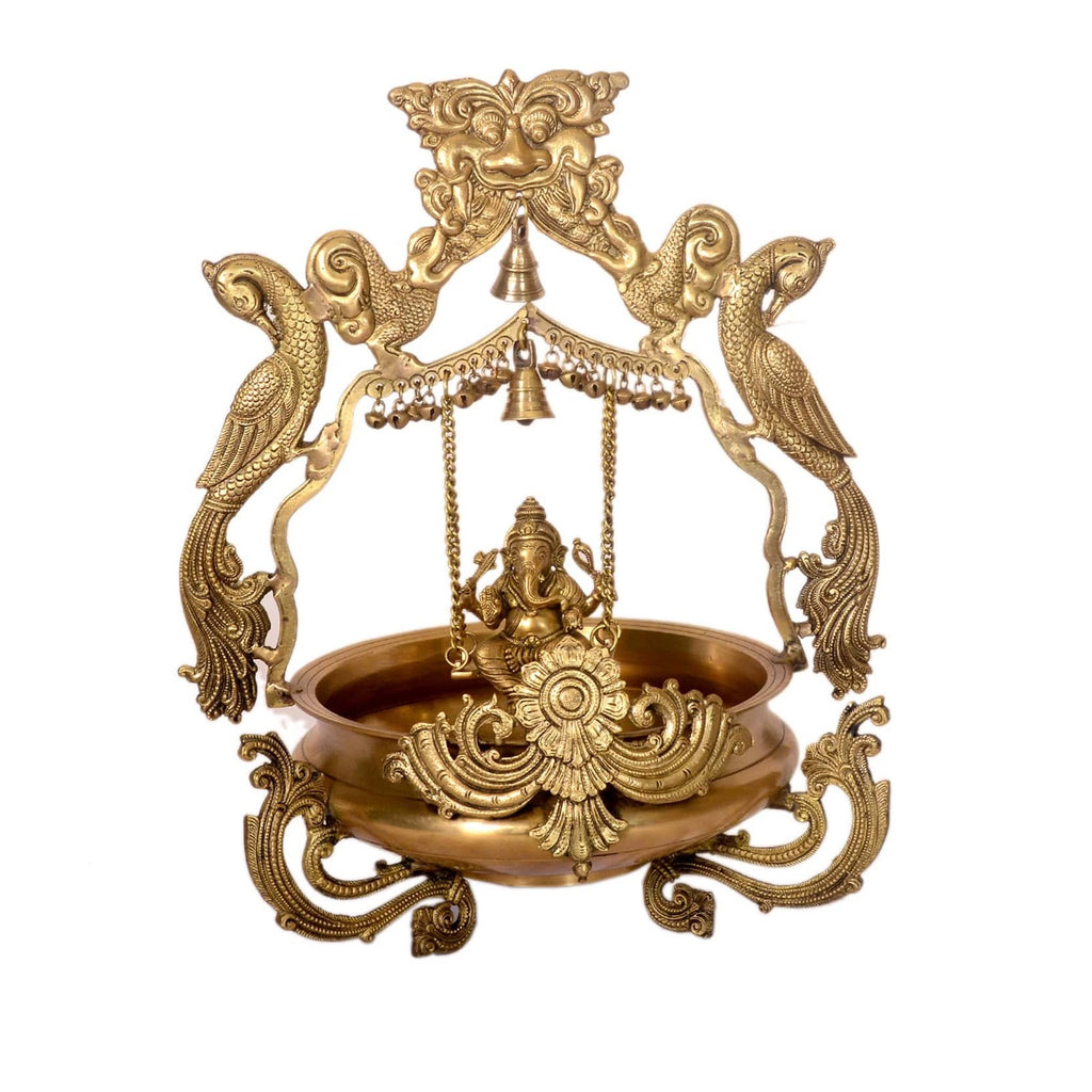 Traditional Brass Lord Ganesha Swing Urli BR-334-A