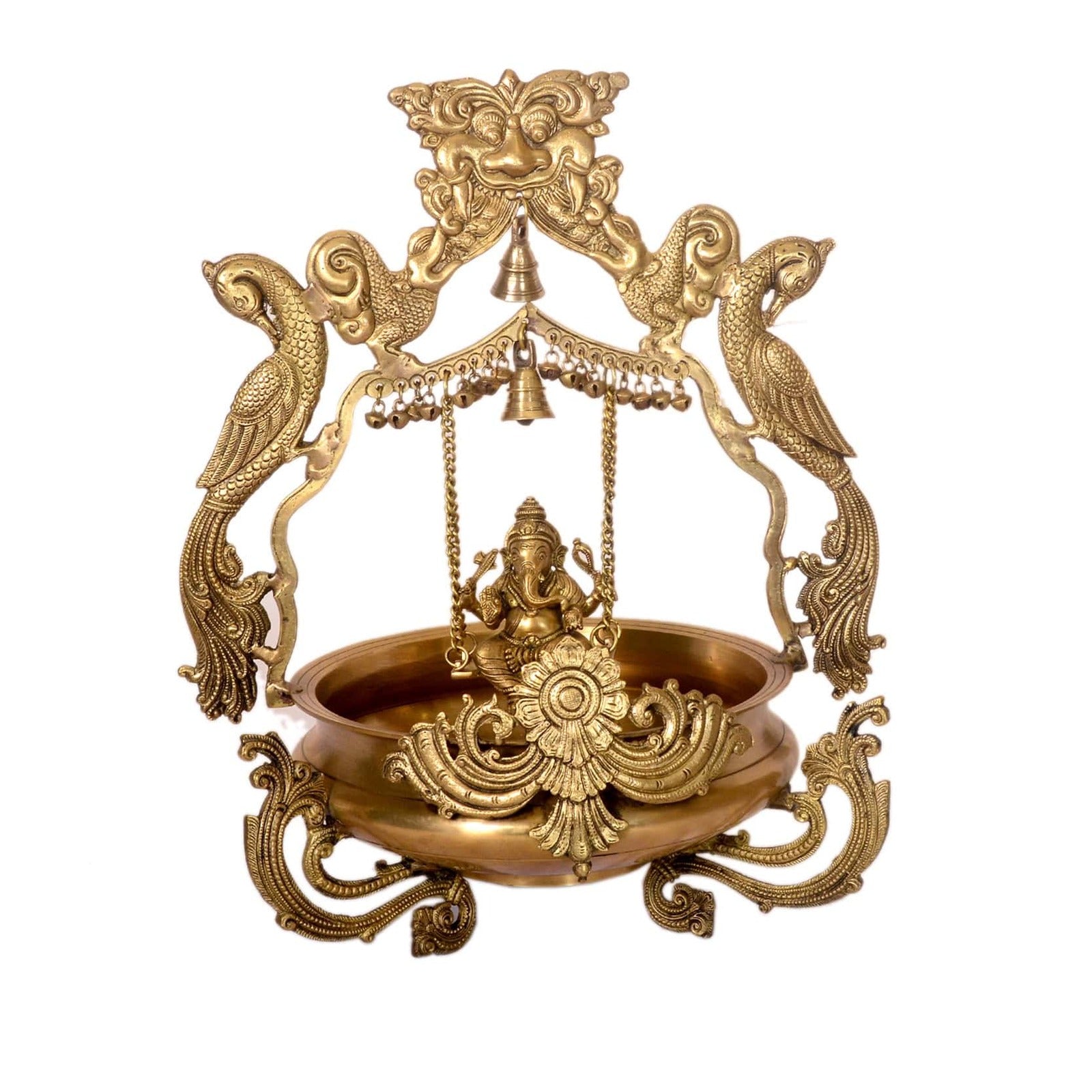Traditional Brass Lord Ganesha Swing Urli BR-334-A