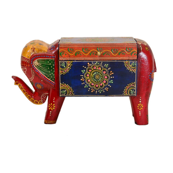 Traditional Hand-Painted Elephant Wooden Chest Drawer WD-162-A