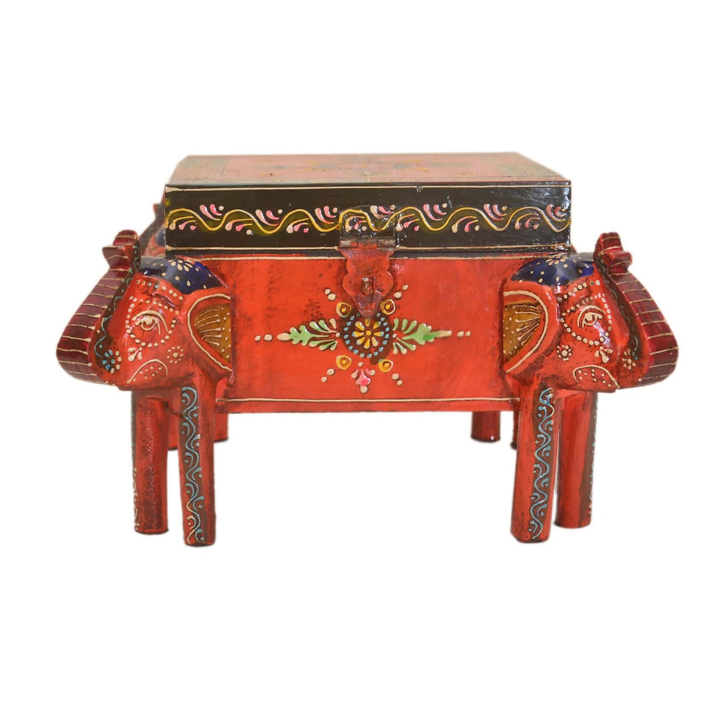 CraftearthHandcrafted Wooden Chest | Elephant Storage Jwellery Box WD-164-A