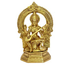 Craftearth's Pure Brass Goddess Saraswati Idol | Maa Saraswati Peetal Murti BR-326-A