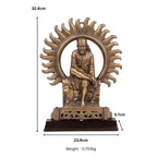 Traditional Copper Finish Gunmetal Sai Baba Flamed Aura Idol G-56-A