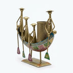 Handcrafted Traditional Iron Boat Rowers Pen Stand & Ethnic Desk Organizer I-311-A