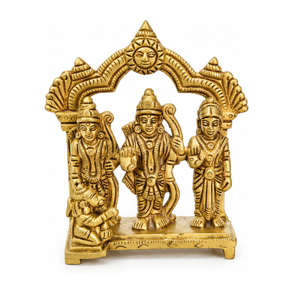 Handcrafted Brass Ram Darbar Idol (9.8 cm) – Lord Rama, Sita, Lakshman, and Hanuman Murti for Home Temple & Gifting BR-382-A
