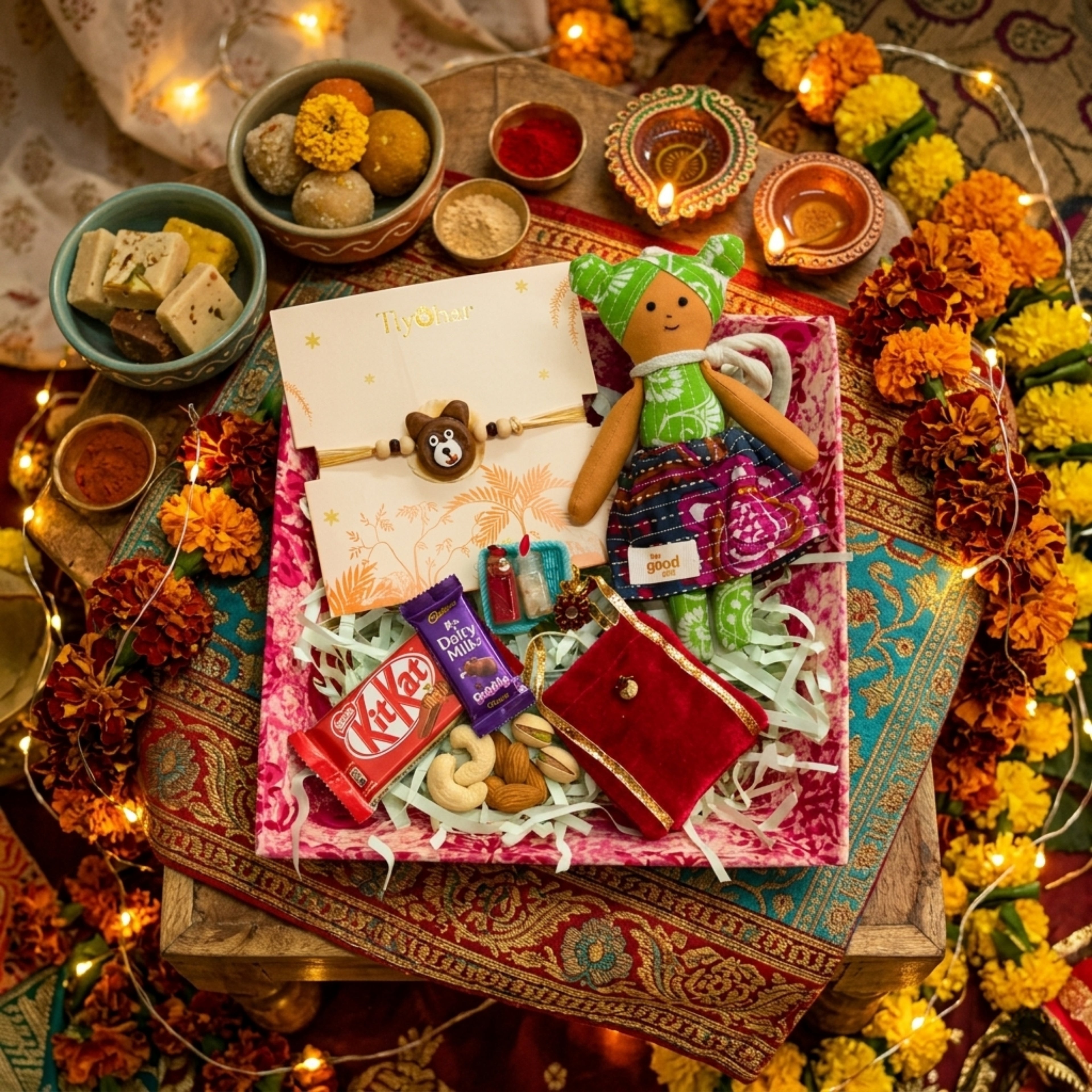 Premium Kids Rakhi Gift Hamper with Cute Teddy Bear Thread RC-13