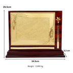 Wooden Memento Award with Golden Engraving Plate and Star Accent M-285-A