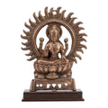 Handcrafted Gunmetal Goddess Lakshmi Statue with Sun Aura G-65-A