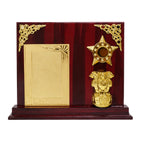 Premium Wooden Executive Memento Award with Golden Ashoka Pillar and Star Motif M-554-A