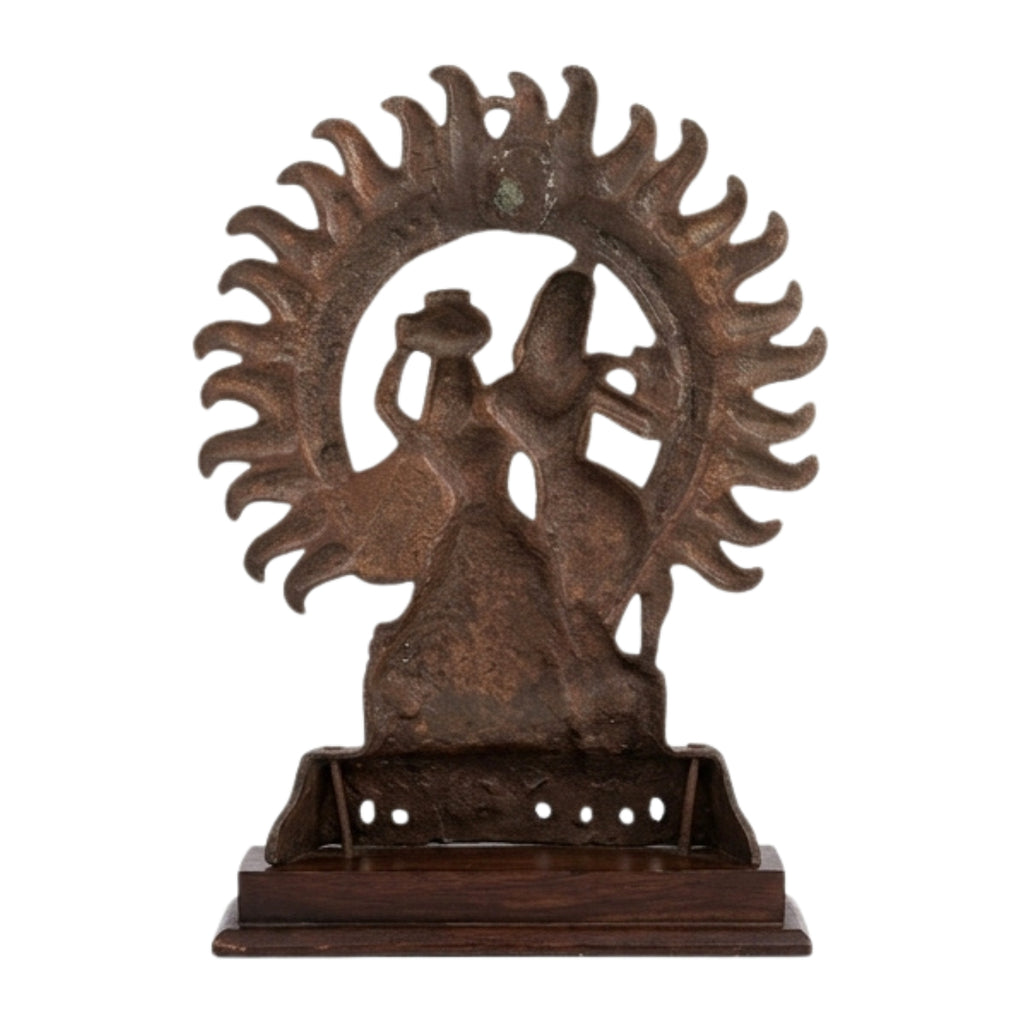 Traditional Copper Finish Gunmetal Radha Krishna Sun Aura Idol G-48-B