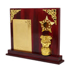 Premium Wooden Executive Memento Award with Golden Ashoka Pillar and Star Motif M-554-A