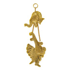 Handcrafted Metal Lord Ganesha Playing Veena Wall Hanging (Golden Finish) W-173-A